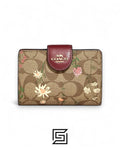 Coach Medium Corner Zip Wallet In Signature Canvas With Wildflower Print Style No. C8730
