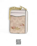 Coach Zip Card Case In Signature Canvas With Floral Print Style No. CW883