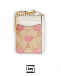 Coach Zip Card Case In Signature Canvas With Heart Print Style No. CW883