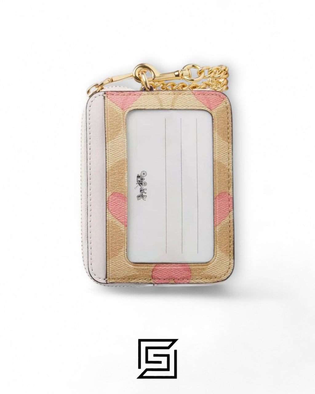 Coach Zip Card Case In Signature Canvas With Heart Print Style No. CW883