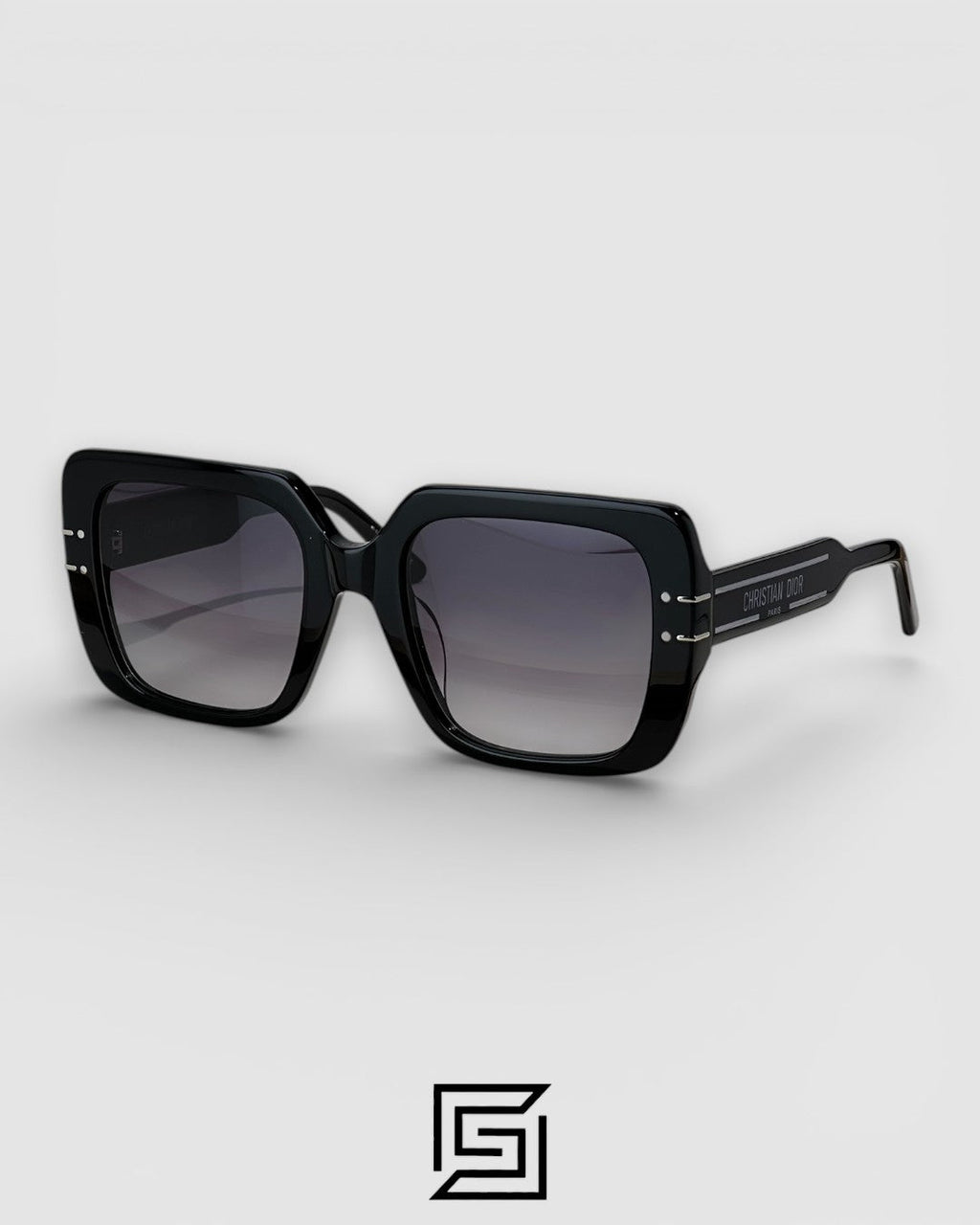 Dior Signature S11I Black Lenses and Black Frame with Silver Logo Luxury Sunglasses