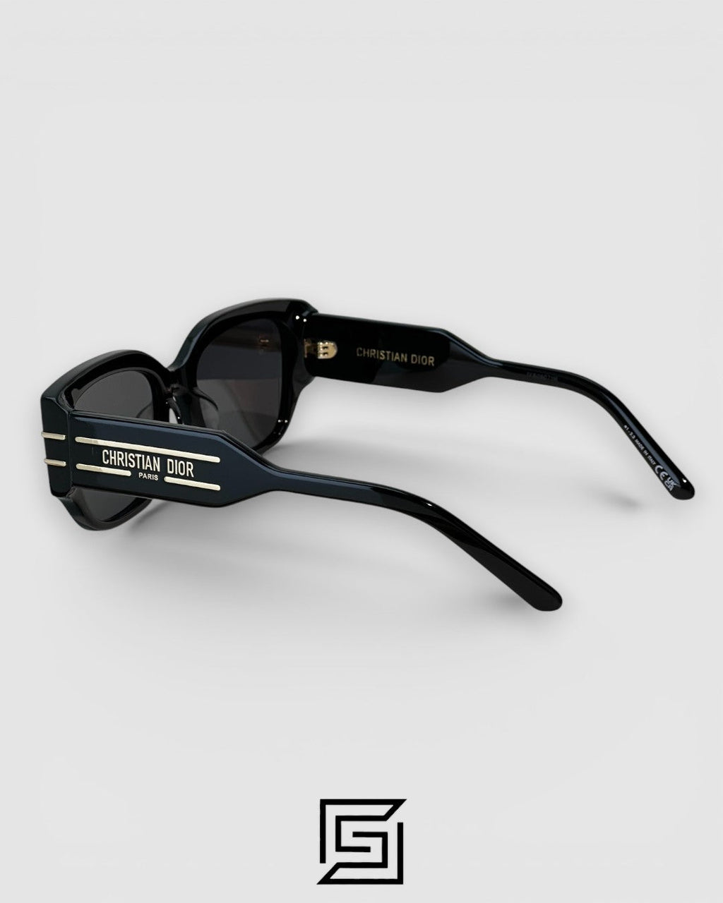 Dior Signature S13F Black Lenses and Black Frame with Gold Logo Luxury Sunglasses