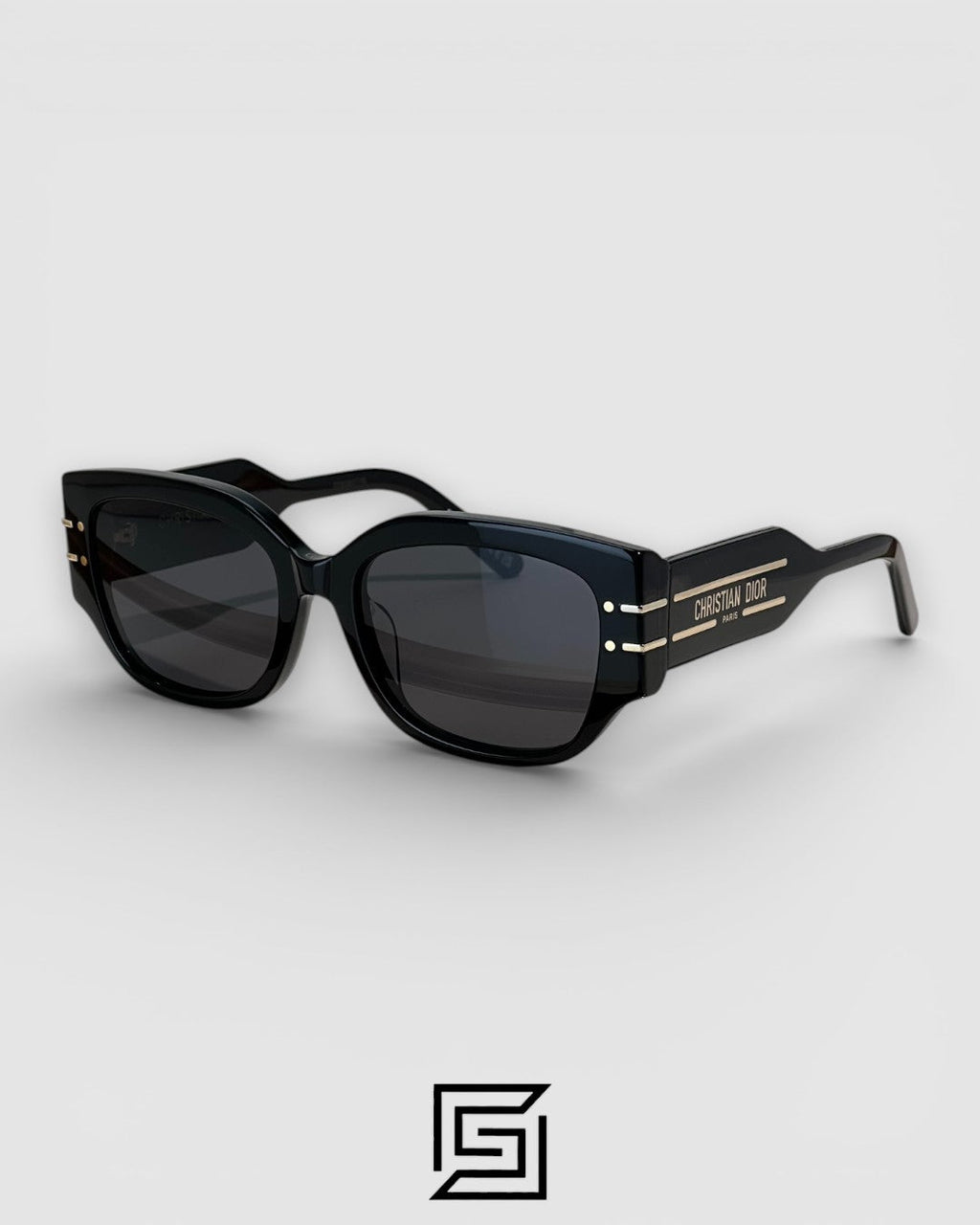 Dior Signature S13F Black Lenses and Black Frame with Gold Logo Luxury Sunglasses