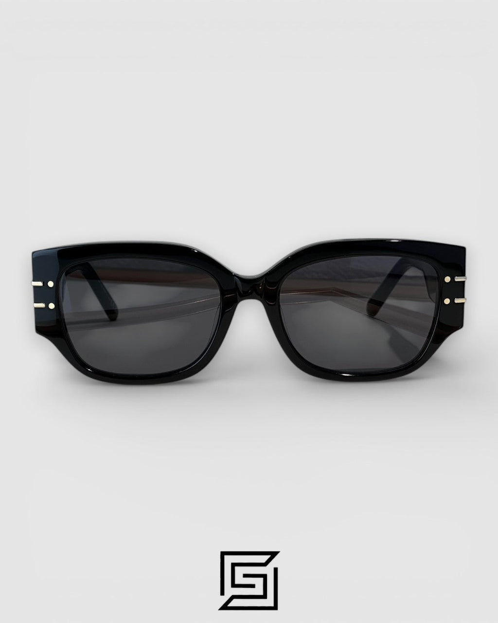 Dior Signature S13F Black Lenses and Black Frame with Gold Logo Luxury Sunglasses