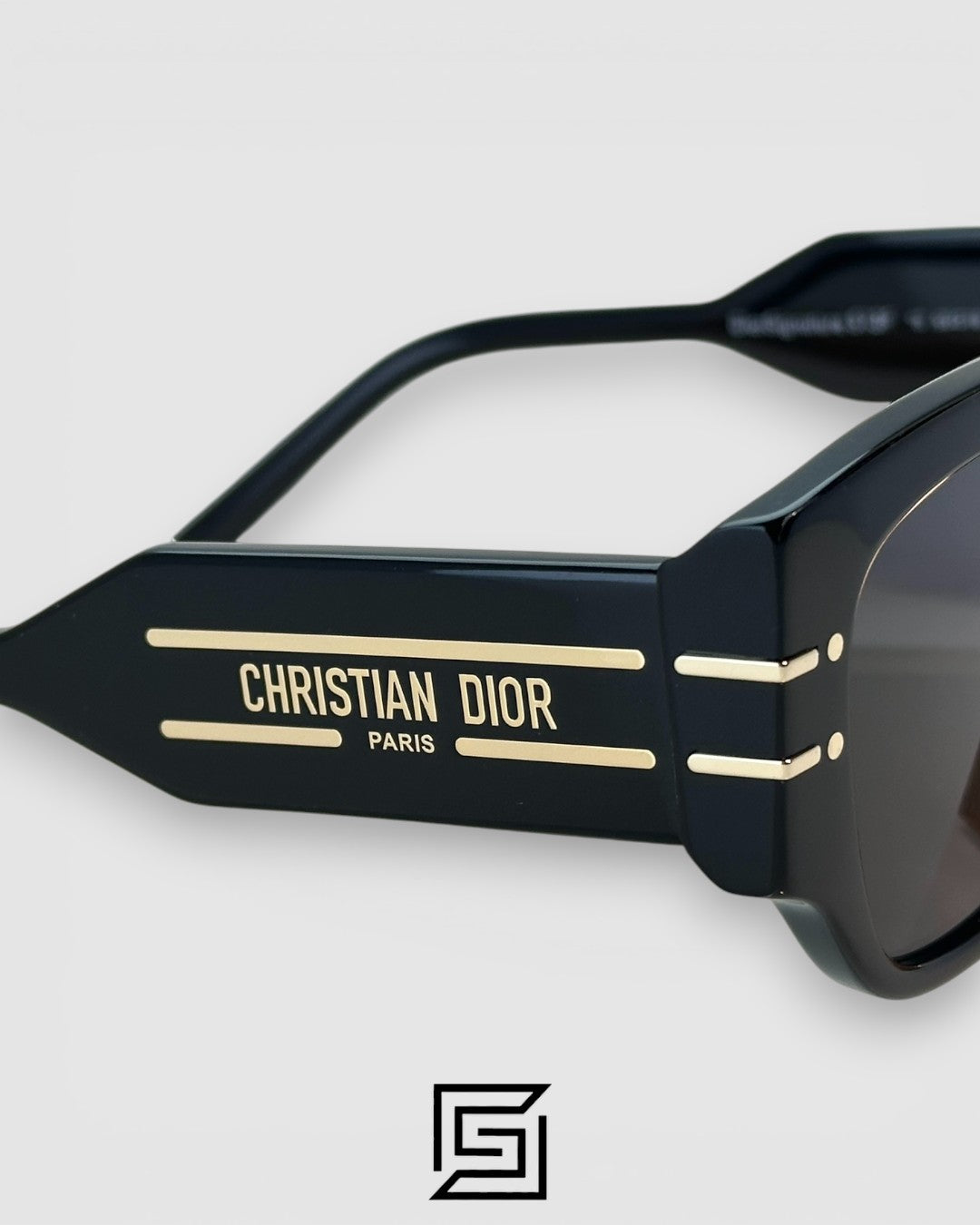 Dior Signature S13F Black Lenses and Black Frame with Gold Logo Luxury Sunglasses