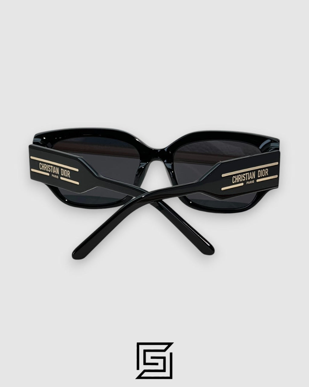 Dior Signature S13F Black Lenses and Black Frame with Gold Logo Luxury Sunglasses
