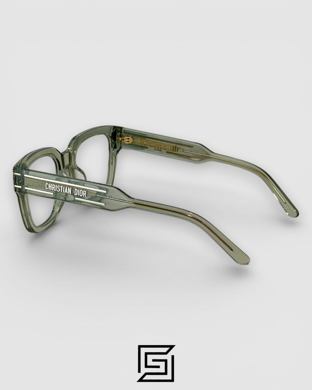 Dior Signature S51 Transparent Green with Gold Logo Luxury Optical Glasses