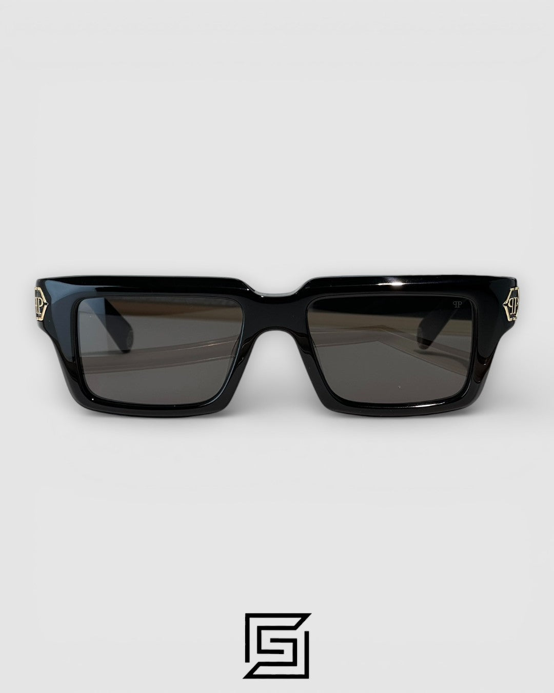 PHILIP PELEN Dark Shapes SPP044 Black Lenses and Black Frame with Gold Logo Luxury Sunglasses