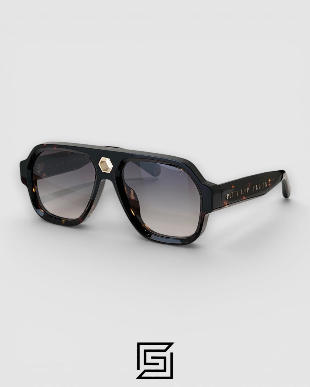 PHILIP PELEN STARLIGHT SPP143 Grey Lenses and Tiger Brown Frame with Gold Logo Luxury Sunglasses