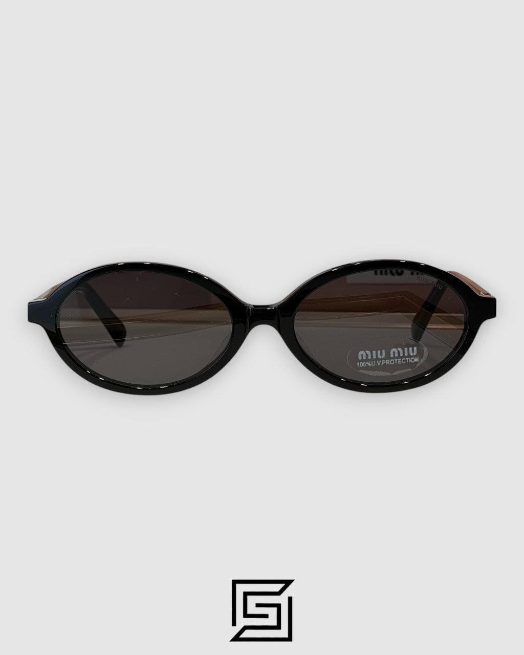 Miu Miu SMU04Z Brown Lenses with Tiger Brown Frame Gold Logo Sunglasses