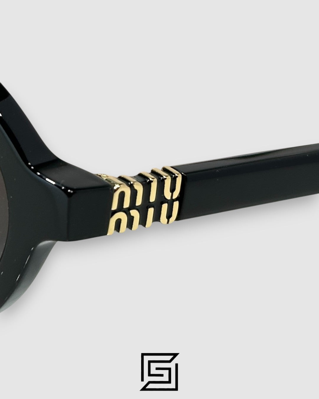 Miu Miu SMU04Z Brown Lenses with Tiger Brown Frame Gold Logo Sunglasses