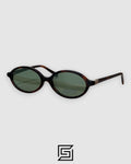 Miu Miu SMU04Z Green Lenses with Tiger Brown Frame Gold Logo Sunglasses
