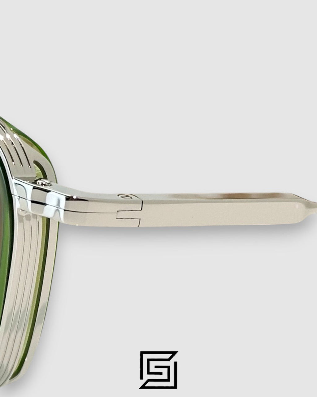 John Dalia BARD C107 Green Lenses and Green Frame Silver Metal Sunglasses