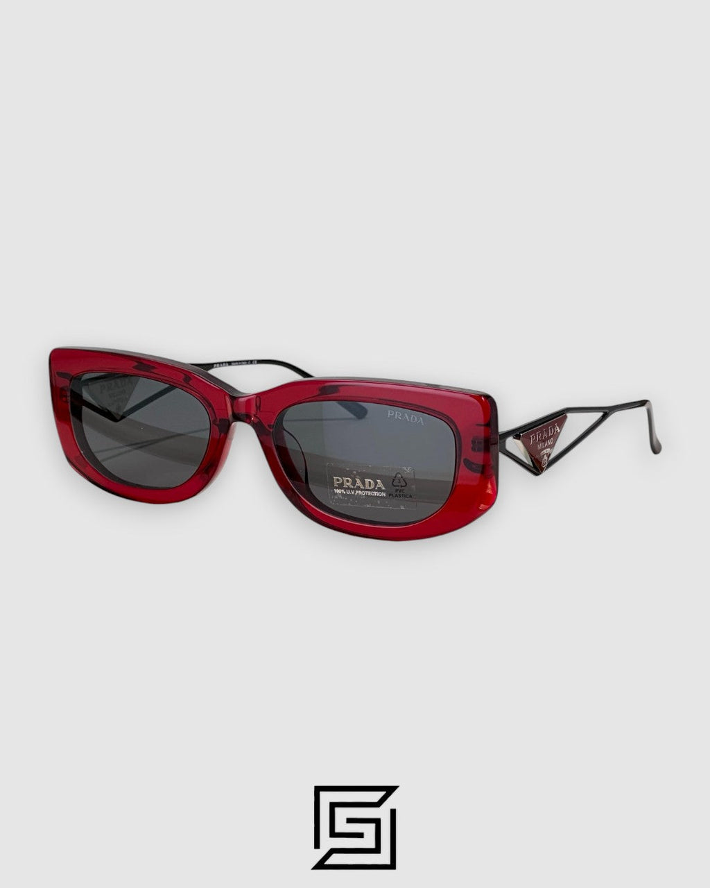 Prada SPR 14Y Black Lenses Transparent Maroon Frame