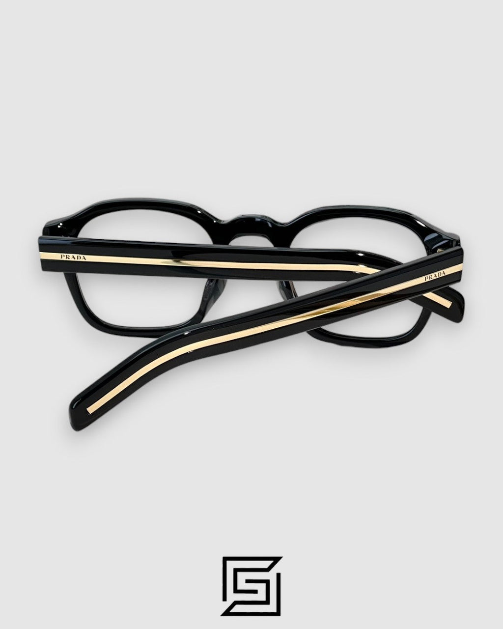 Prada SPR A16 Black Frame Gold Metal Black Lenses