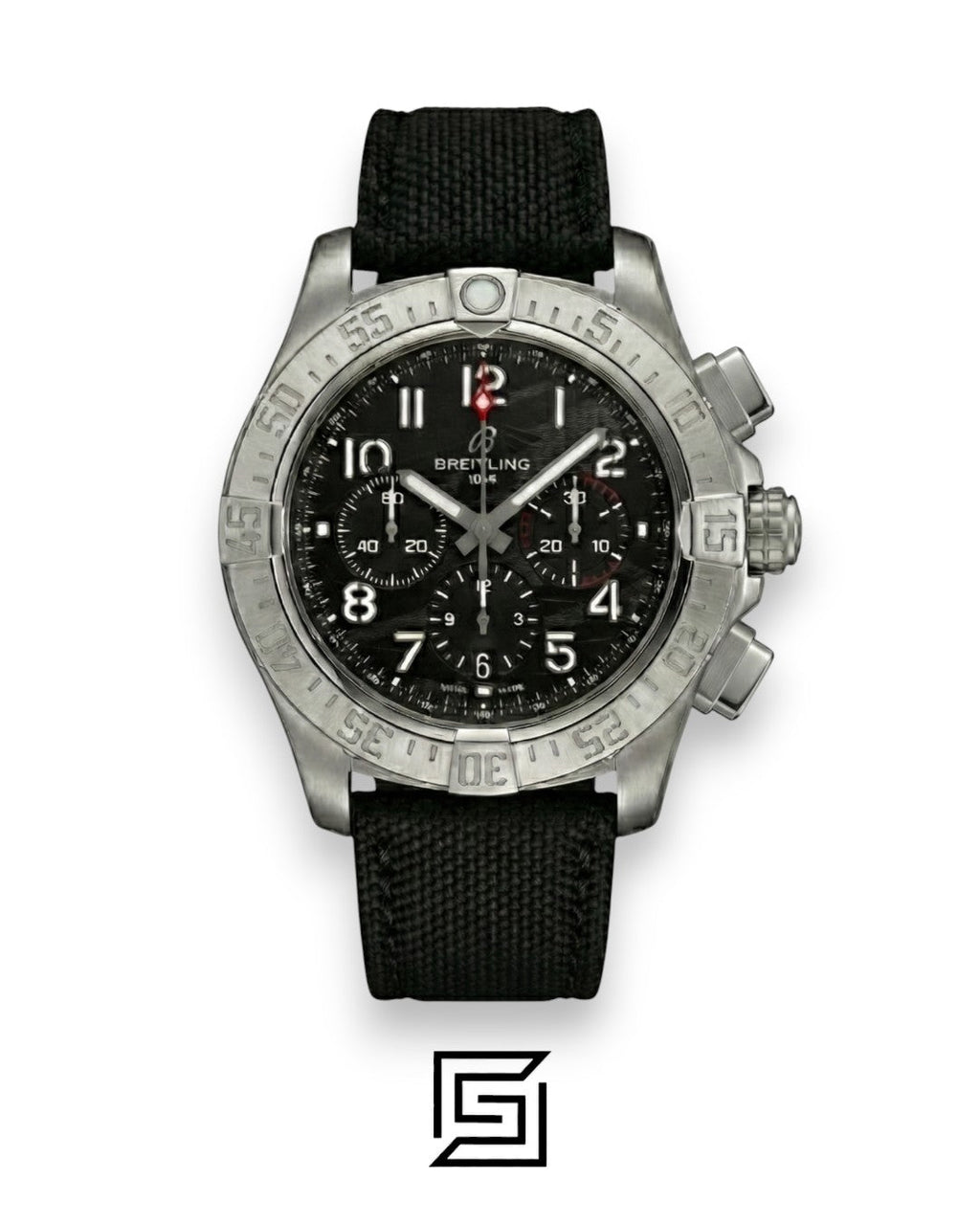 Breitling Chronograph Black Dial Black Fabric Strap Men’s Watch