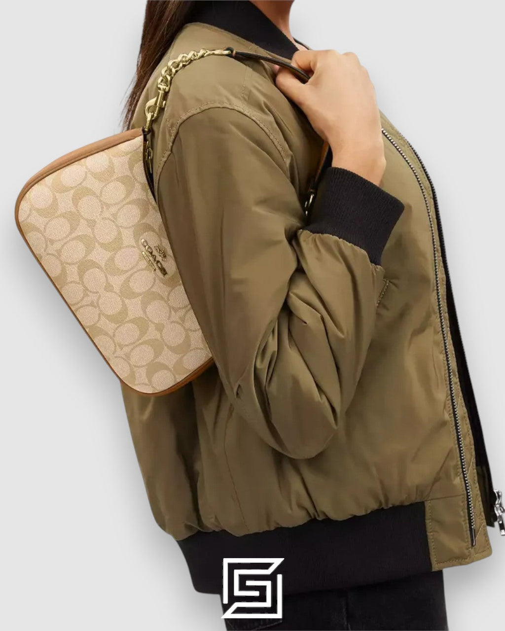 Coach Teri Shoulder Bag In Signature Canvas Khaki Style Number CA548