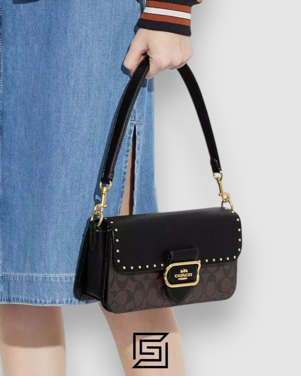 Coach Morgan Shoulder Bag In Colorblock Signature Canvas With Rivets Style Number CE563