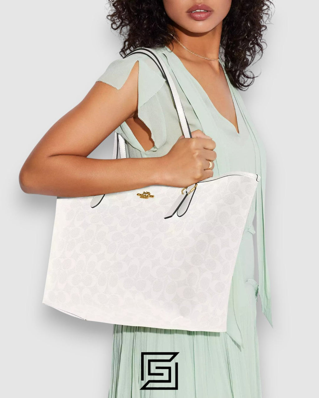 Coach City Tote Bag In Signature Canvas White Style Number 5696