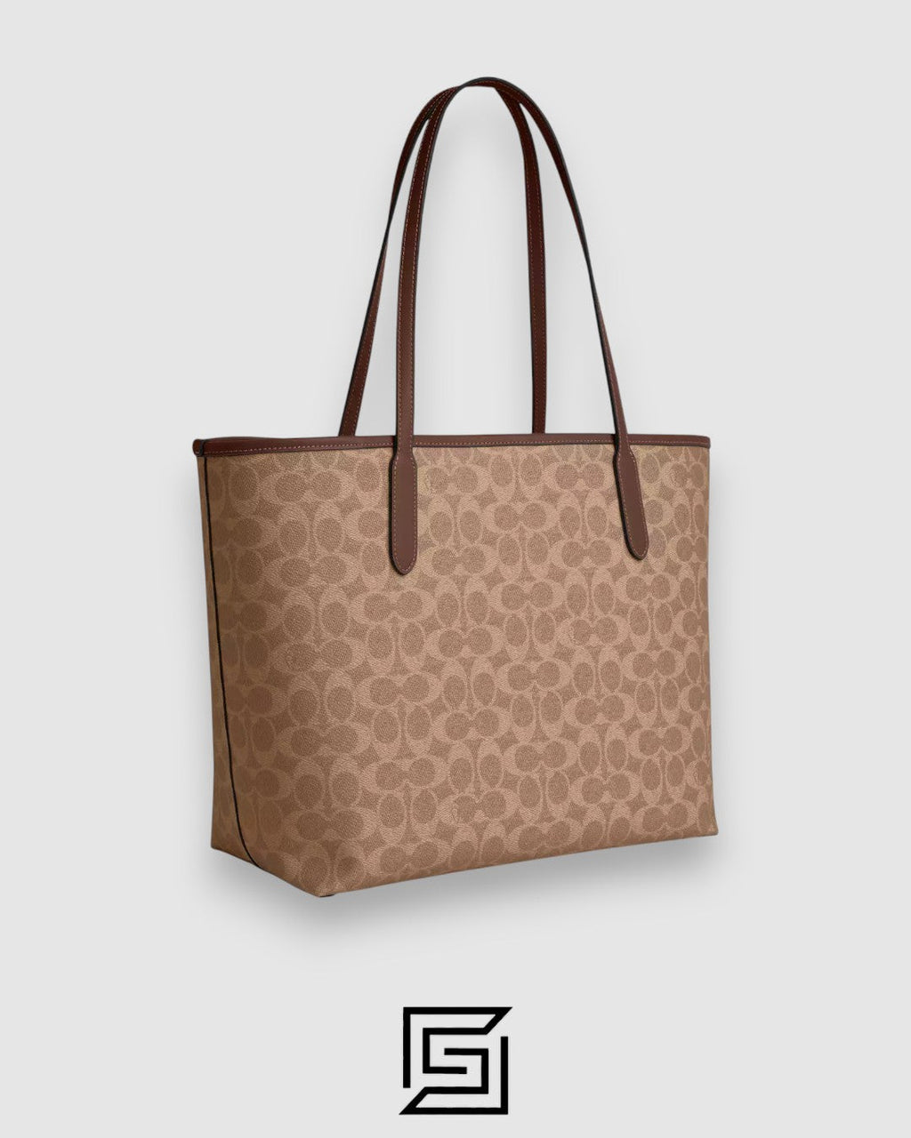 Coach City Tote Bag In Signature Canvas Brown Style Number 5696