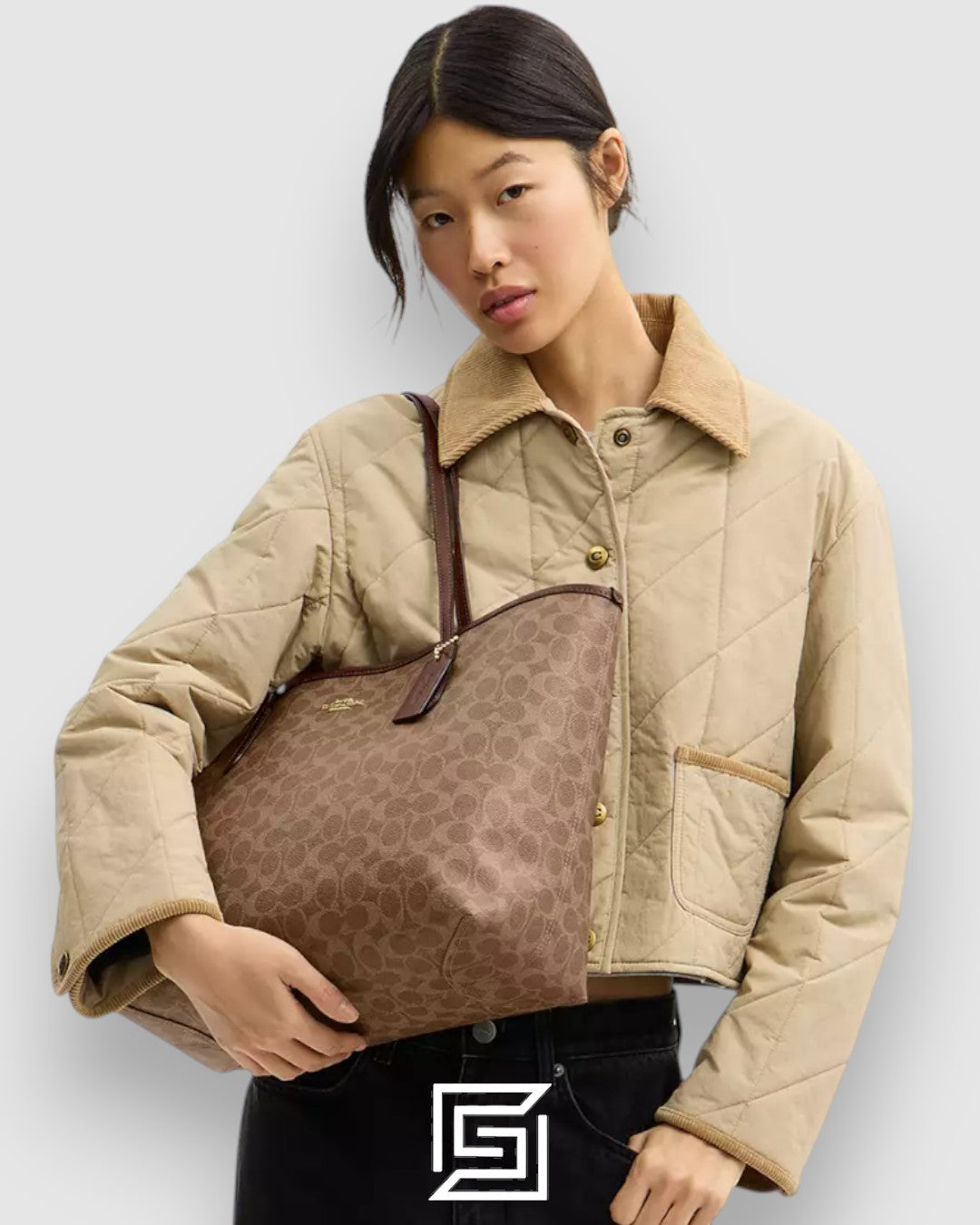 Coach City Tote Bag In Signature Canvas Brown Style Number 5696