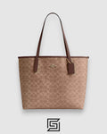 Coach City Tote Bag In Signature Canvas Brown Style Number 5696