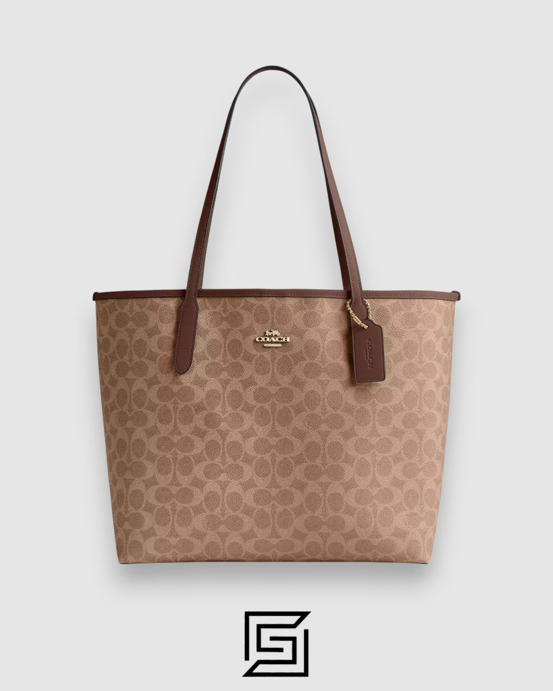 Coach City Tote Bag In Signature Canvas Brown Style Number 5696