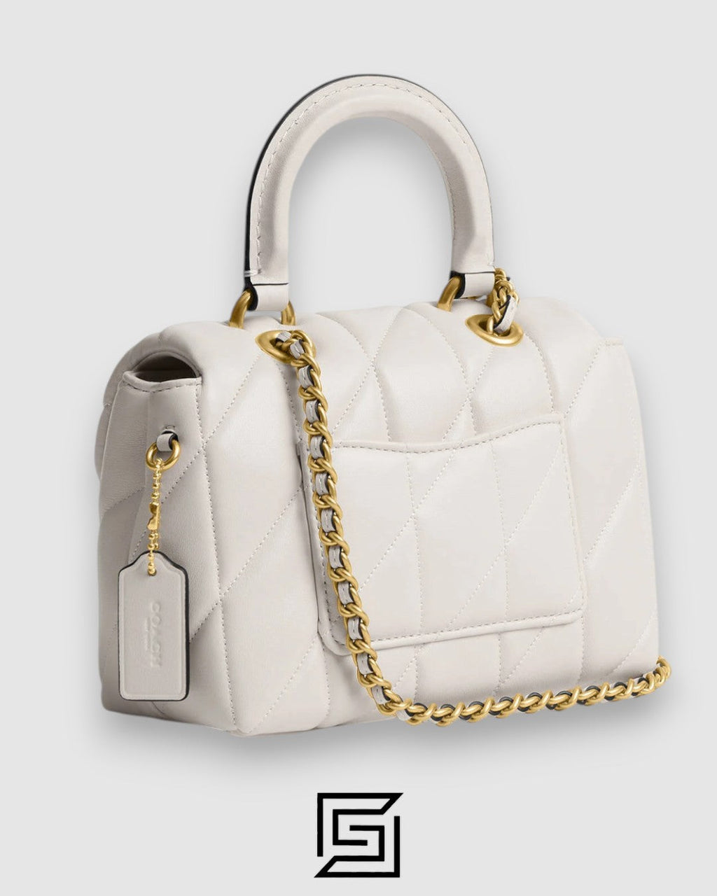 Tabby Top Handle Bag With Quilting White CCC12