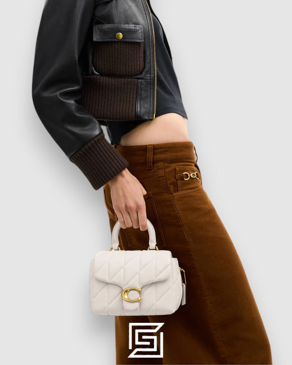 Tabby Top Handle Bag With Quilting White CCC12