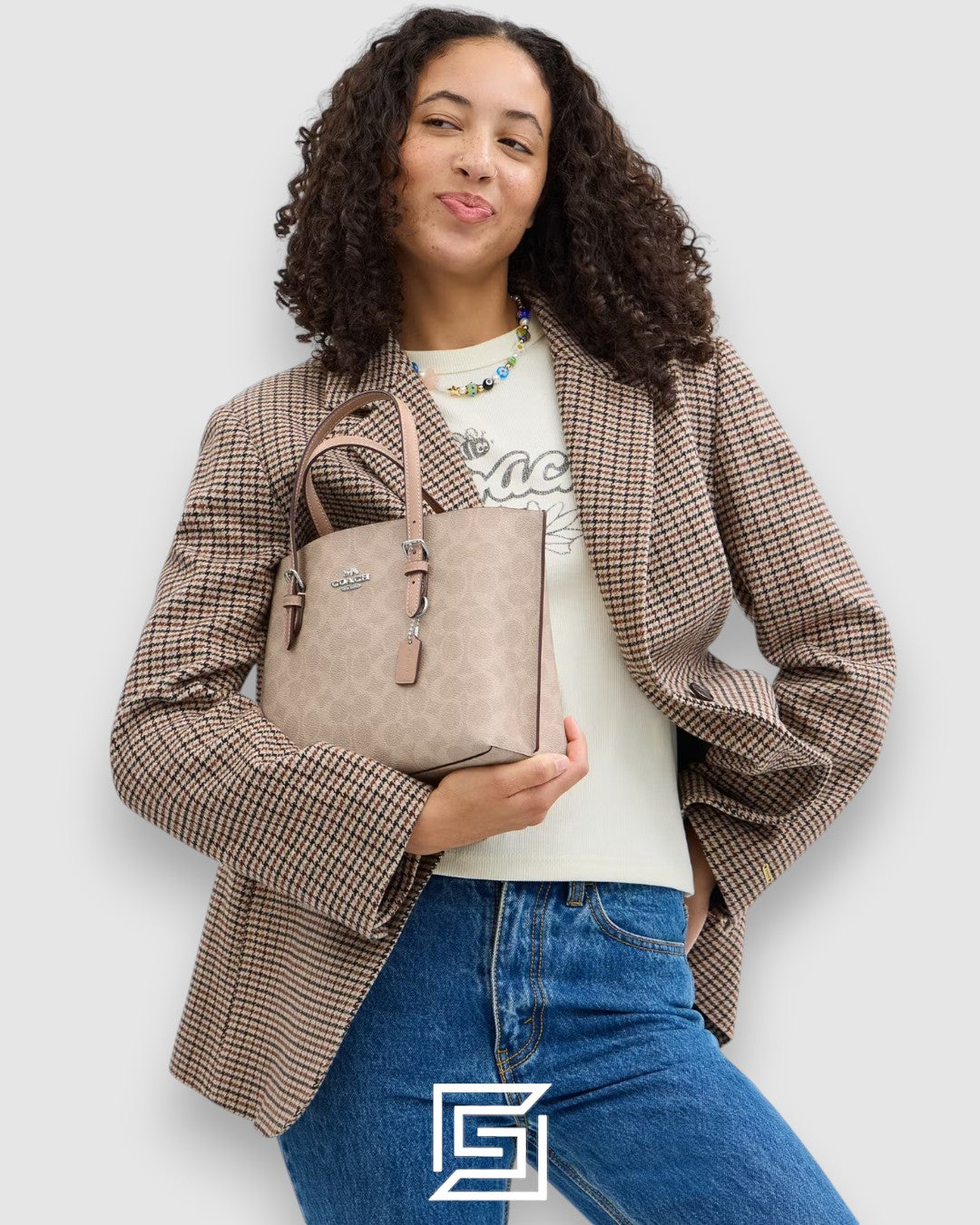 Mollie Tote Bag In Signature Canvas Bige Hand 1665
