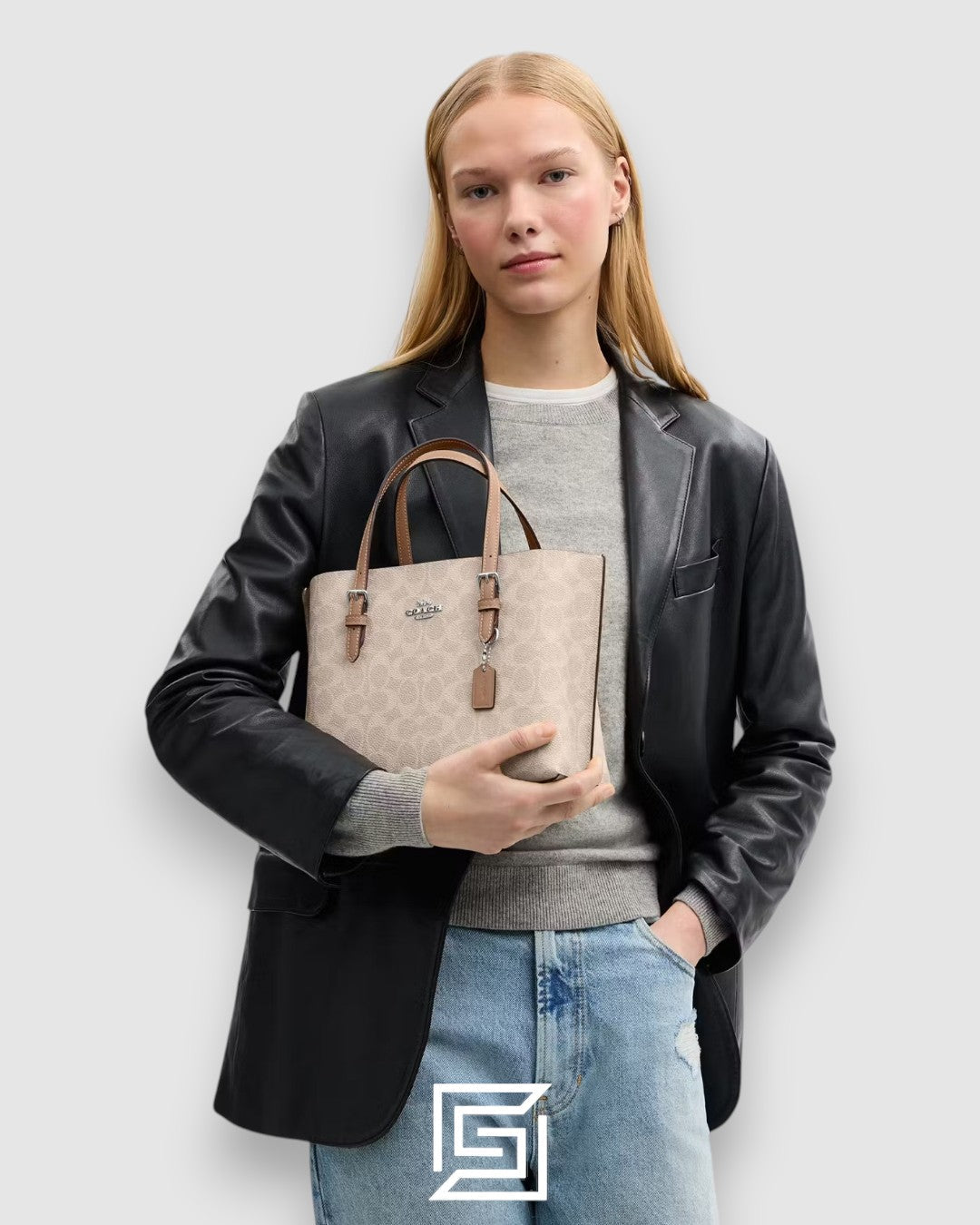Mollie Tote Bag In Signature Canvas Bige Hand 1665
