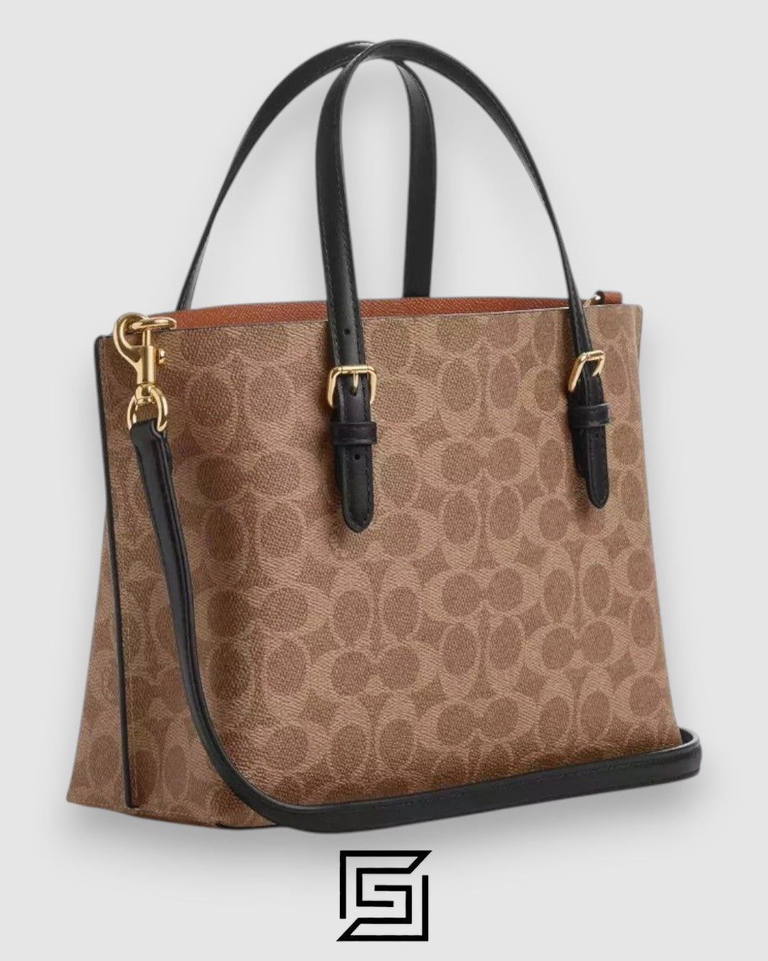 Mollie Tote Bag In Signature Canvas Brown Black Hand 1665