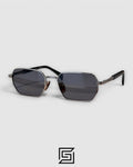 DB1174 Gun Metal Octagonal Sunglasses with Black Lenses