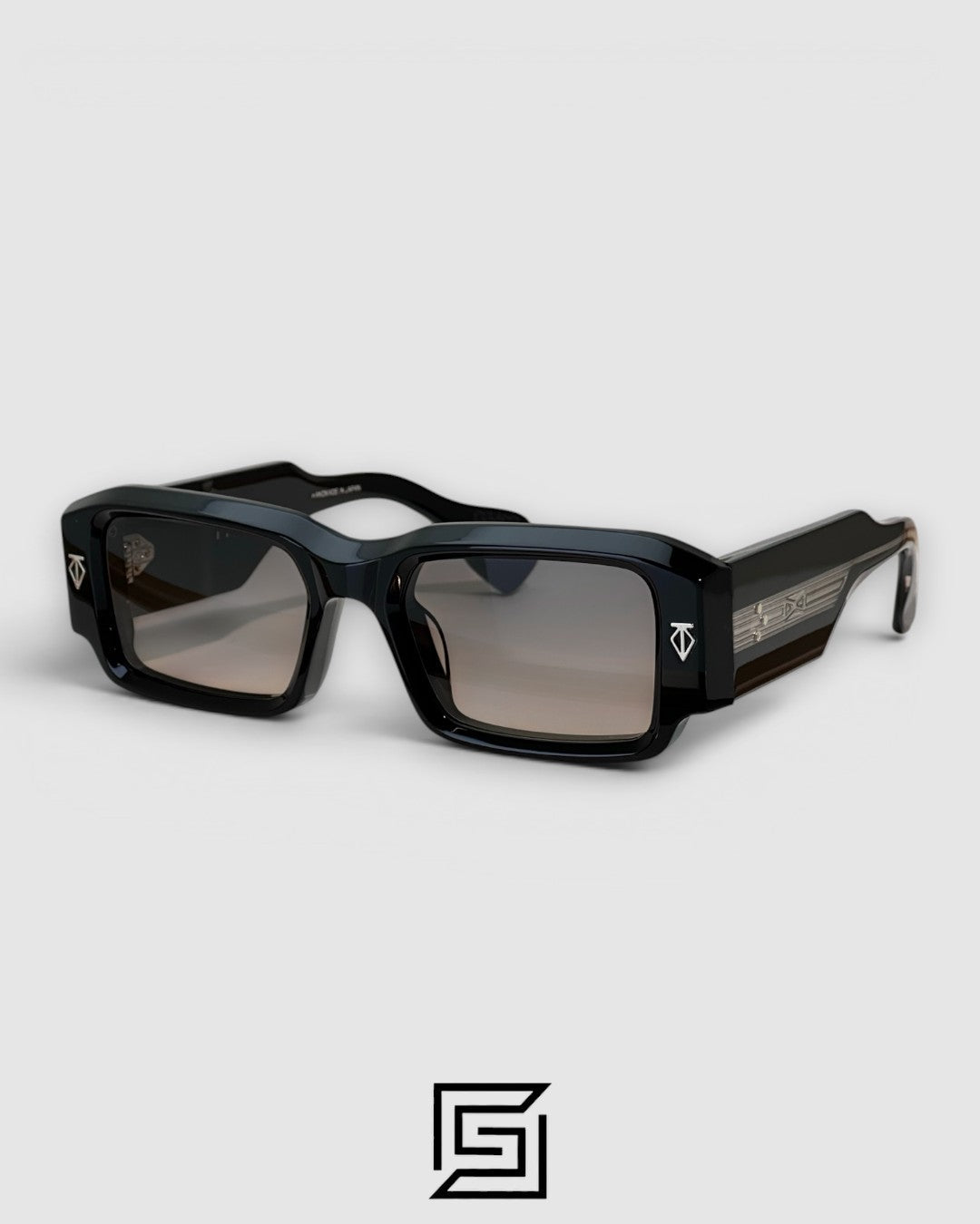 ROSSI Black Frame Blue Lenses Gold Arm - BLACK_GREY