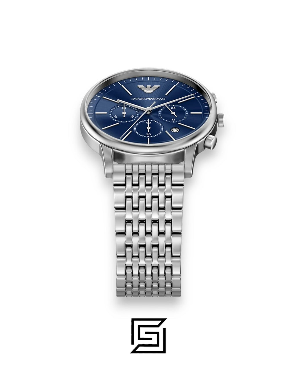 Emporio Armani AR1648 Men's Silver Stainless Steel Blue Dial Watch