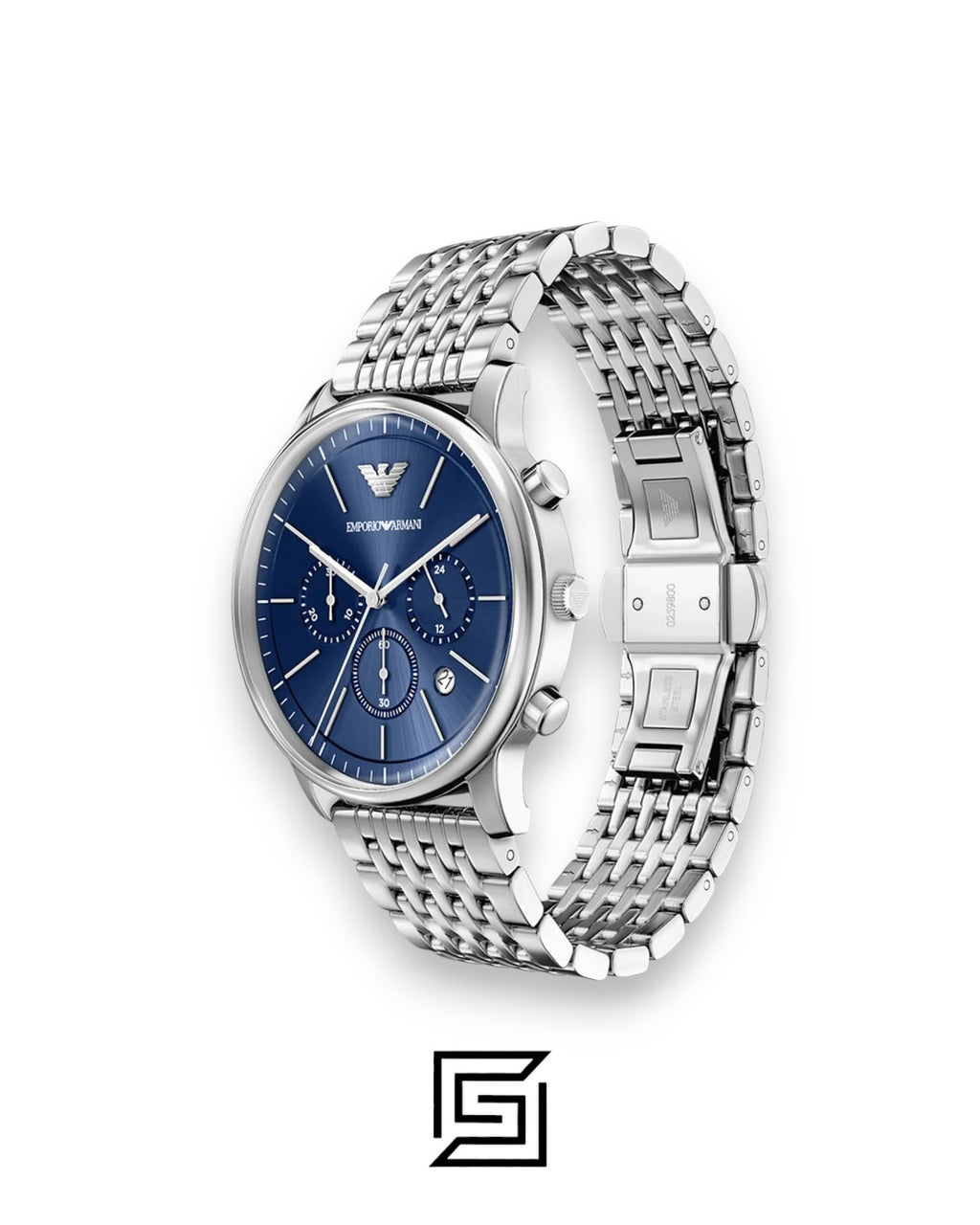 Emporio Armani AR1648 Men's Silver Stainless Steel Blue Dial Watch