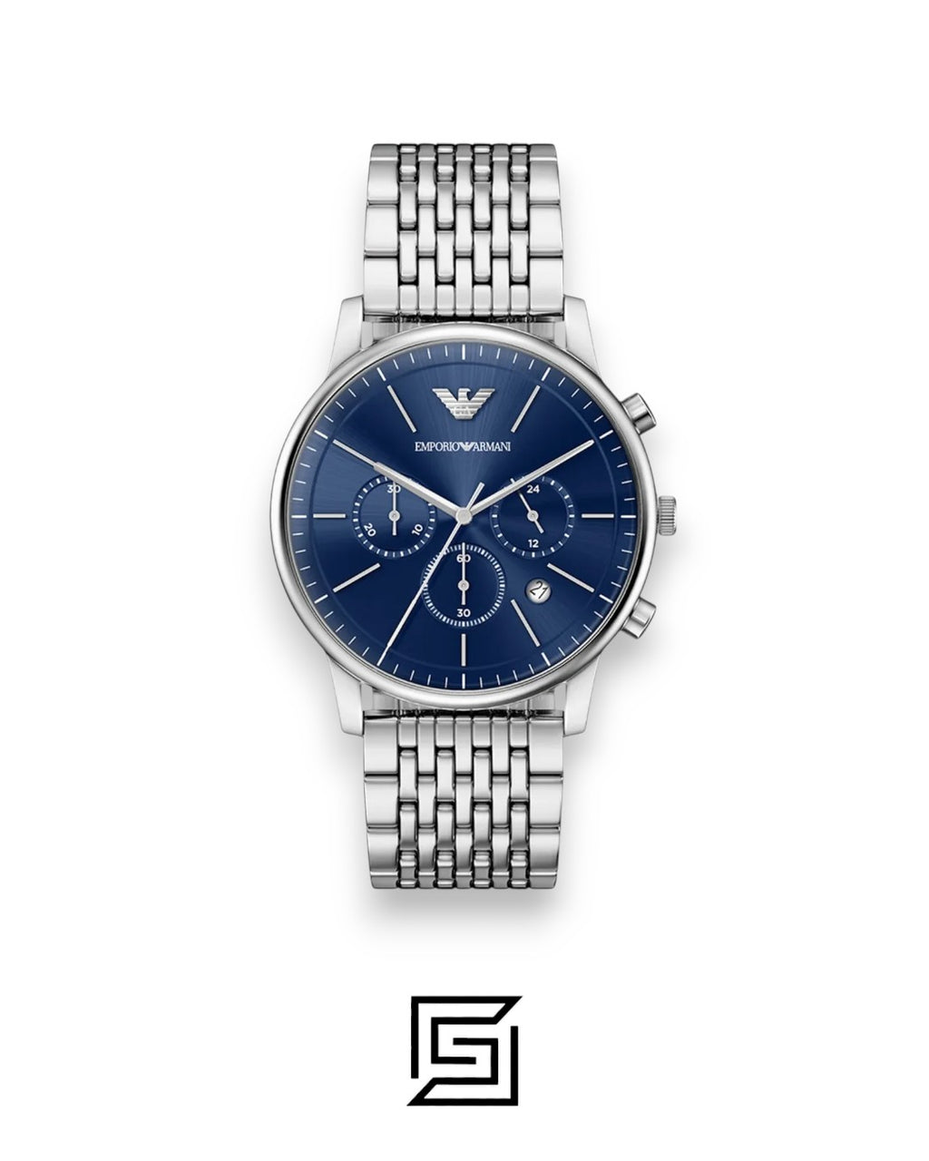 Emporio Armani AR1648 Men's Silver Stainless Steel Blue Dial Watch