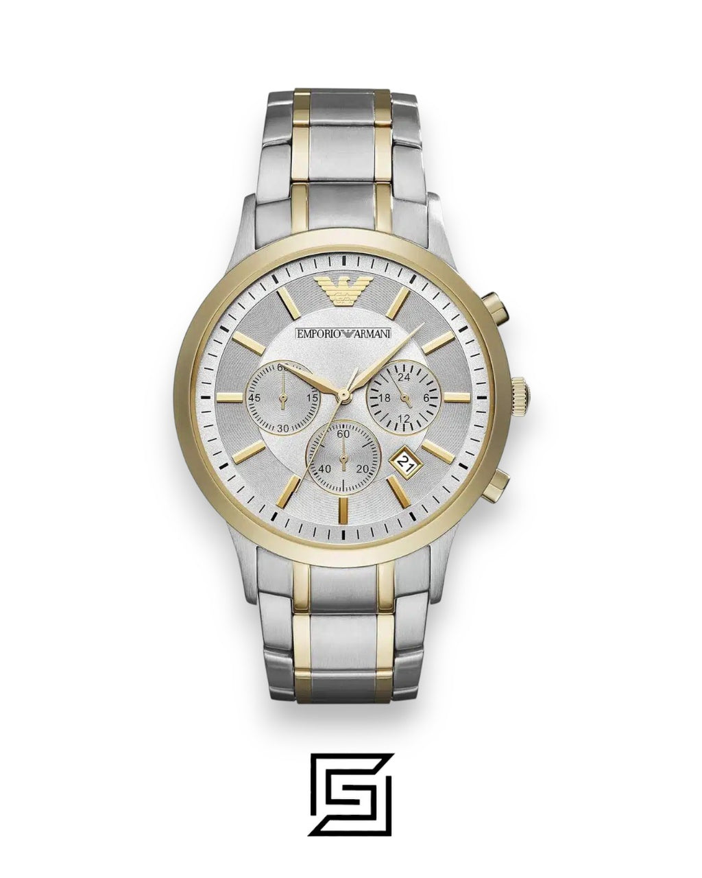 Emporio Armani AR11076 Men's Silver Dial Two-Tone Watch