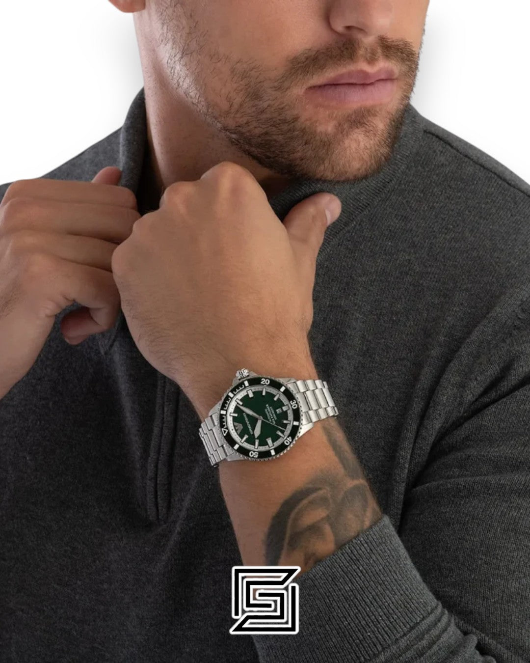 Armani AR60080 Men's Stainless Steel Green Dial Watch