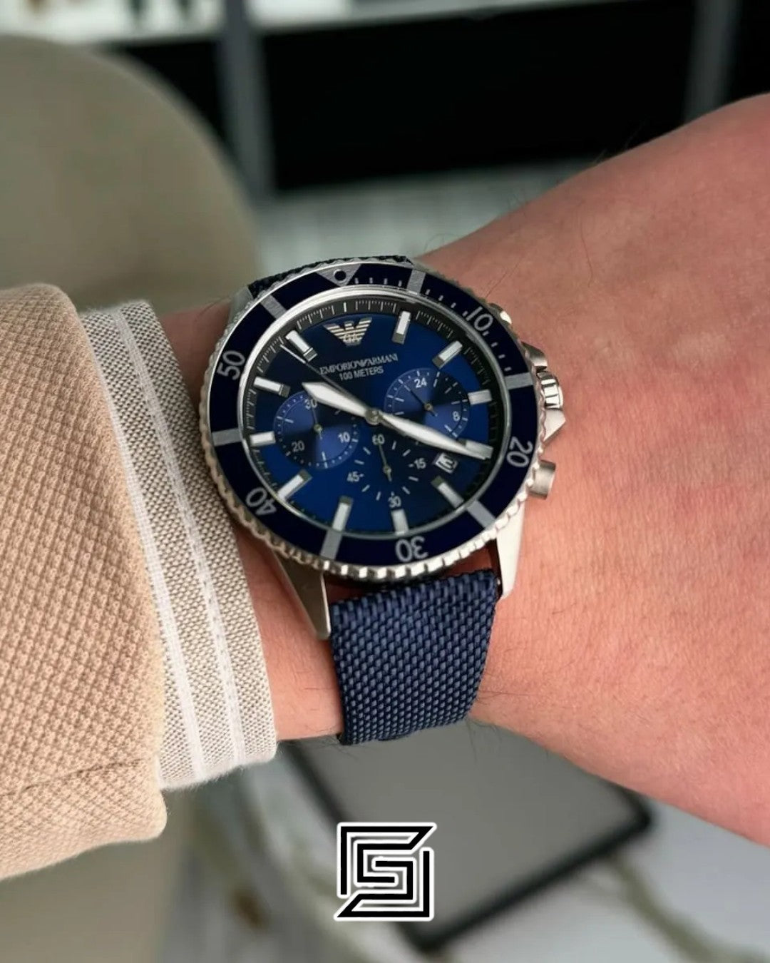 Emporio Armani AR11588 Blue Dial Men's Stainless Steel Watch