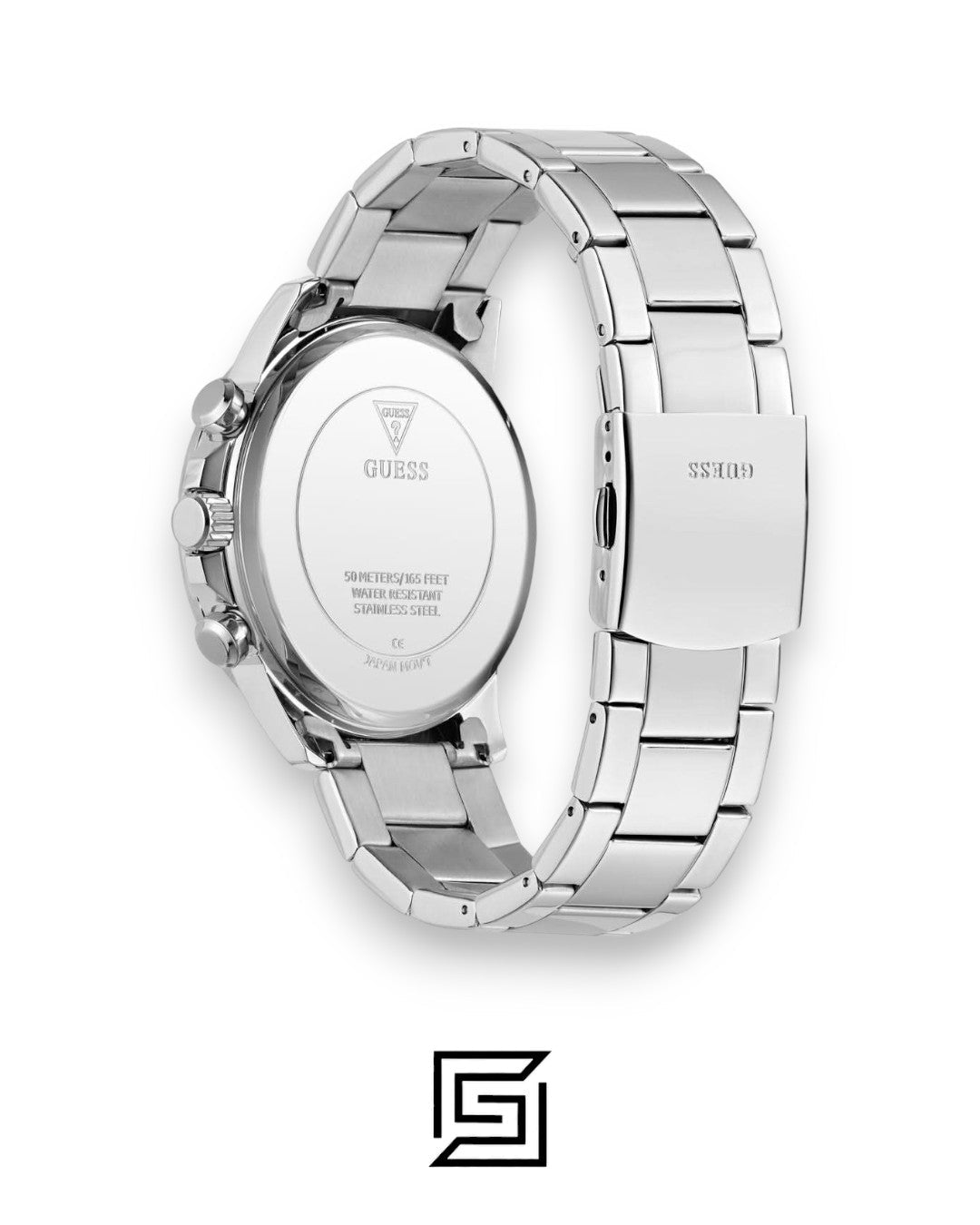 Guess GW0900G1 Men's Silver Stainless Steel Watch with Black Dial