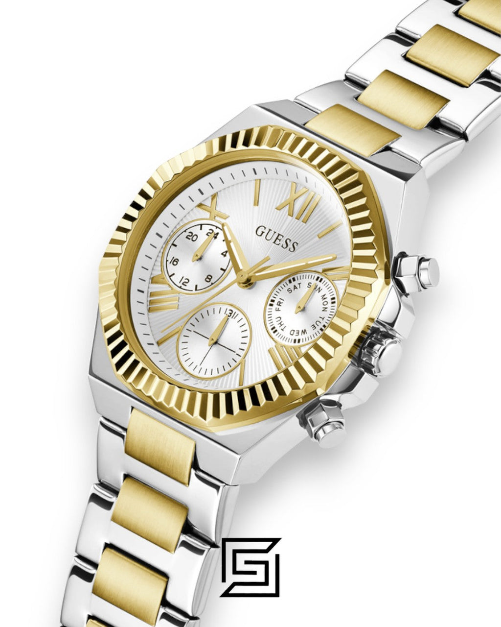 Guess GW0769L3 Silver Dial Two-Tone Watch