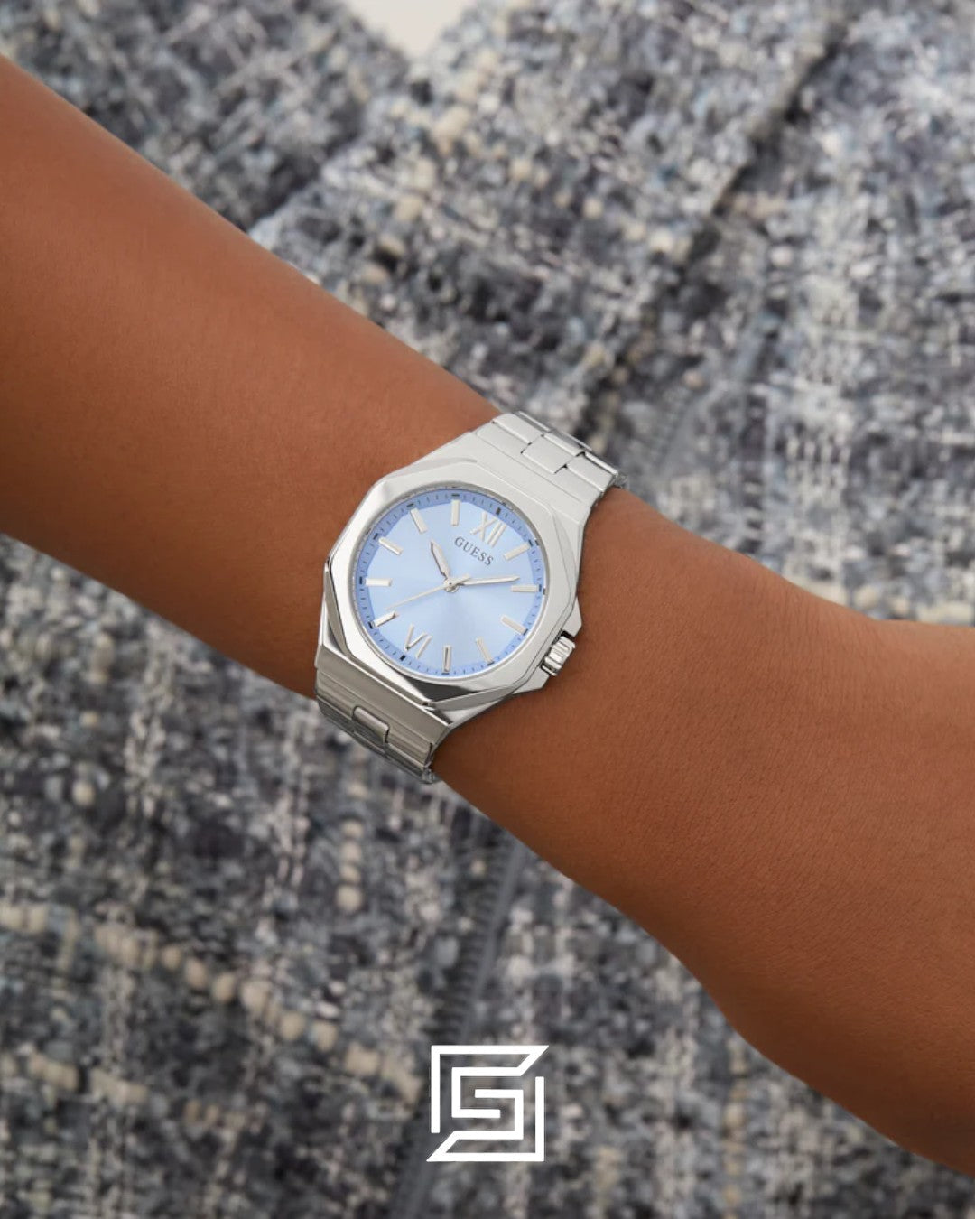 Guess GW0873L1 Women's Silver Stainless Steel Light Blue Dial Watch