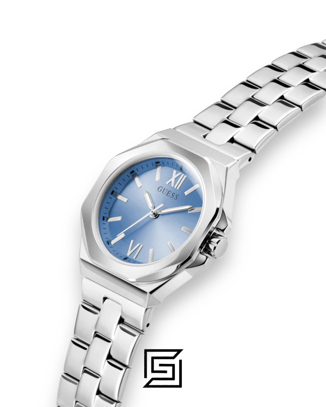 Guess GW0873L1 Women's Silver Stainless Steel Light Blue Dial Watch