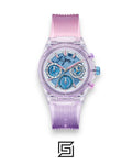 Guess GW0438L6 Women's Transparent Purple Case Blue Dial Watch