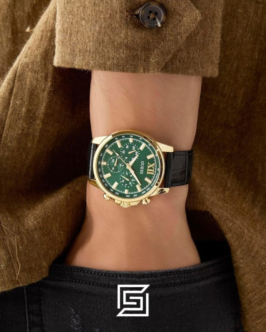Guess GW0901G4 Men's Gold Tone Green Dial Watch