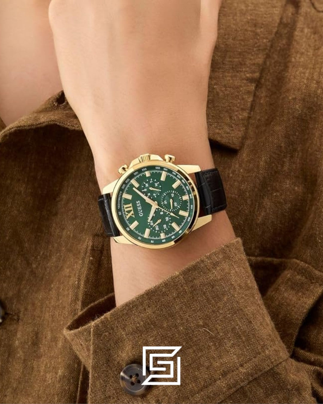 Guess GW0901G4 Men's Gold Tone Green Dial Watch