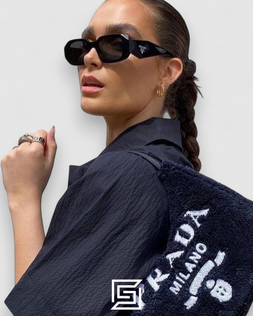 Prada OPR17WSF Grey Lenses Transparent Grey Frame
