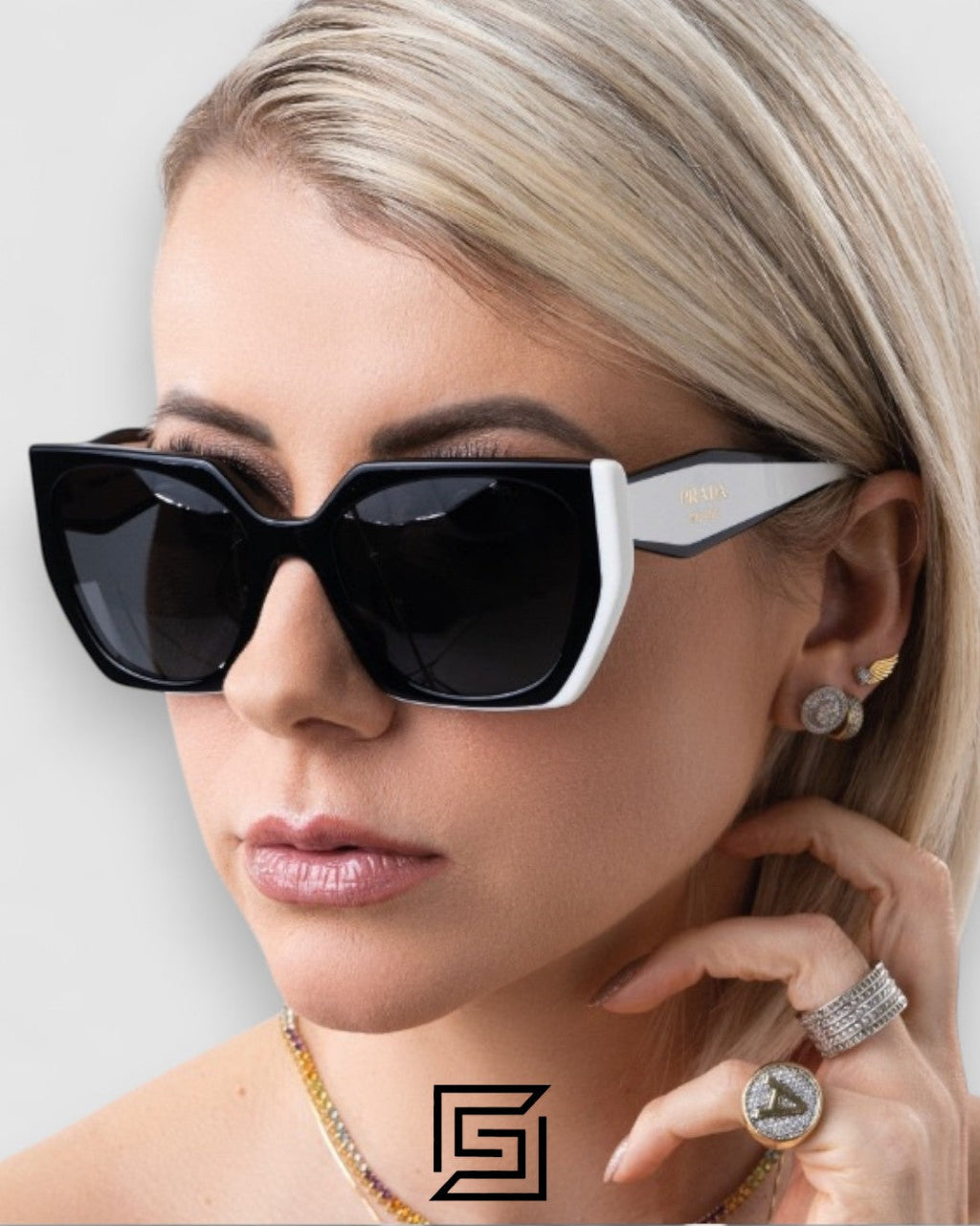 Prada PR15WS Black Lenses Black Frame and Green Arm