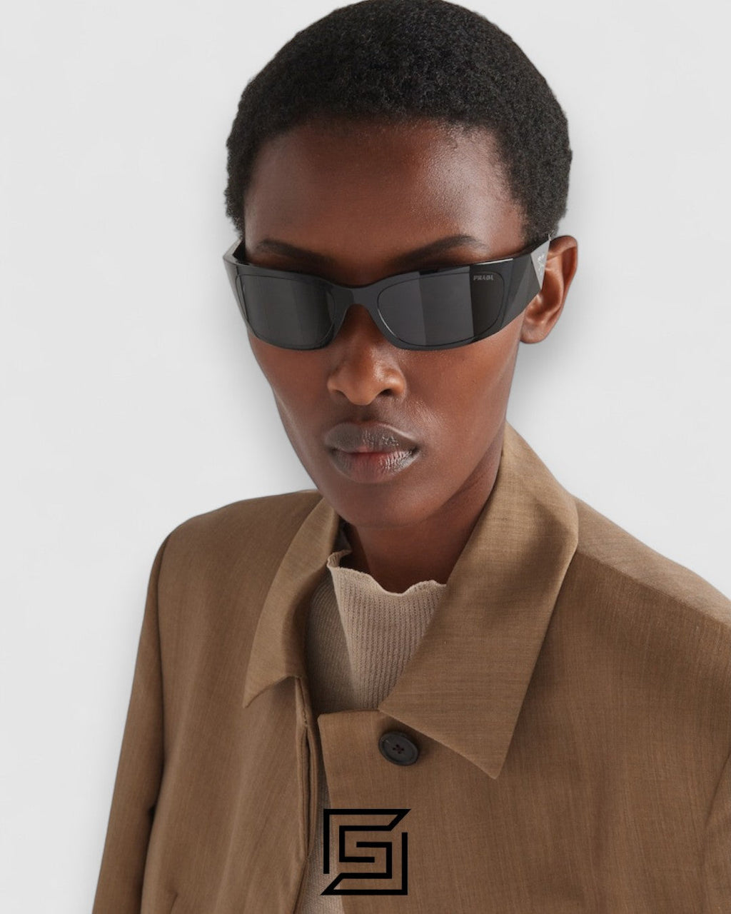 Prada SPR A14 Brown Lenses Black Frame